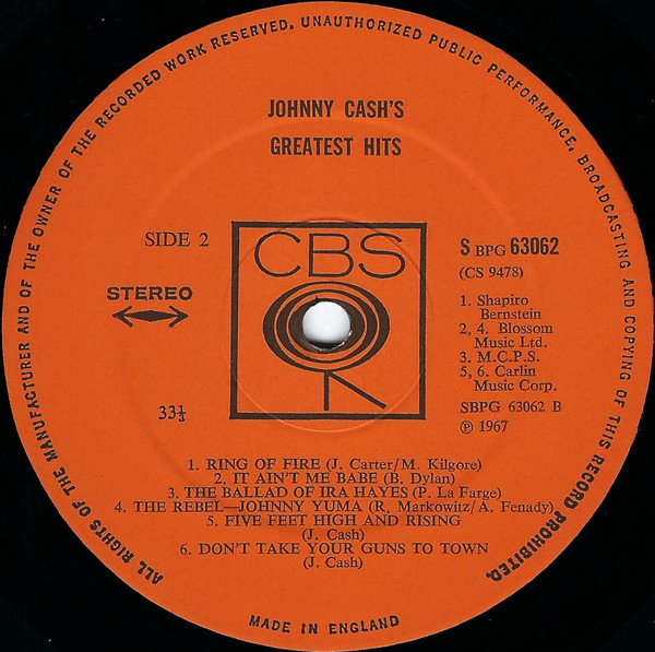 Johnny Cash - Greatest Hits Volume 1 | CBS (S 63062) - 4