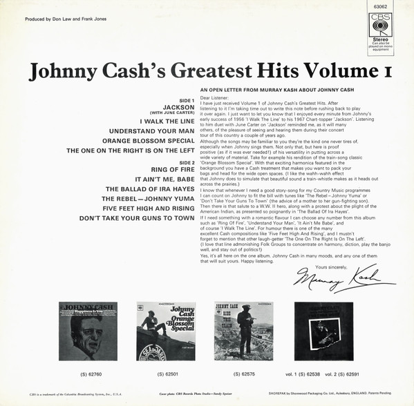 Johnny Cash - Greatest Hits Volume 1 | CBS (S 63062) - 2