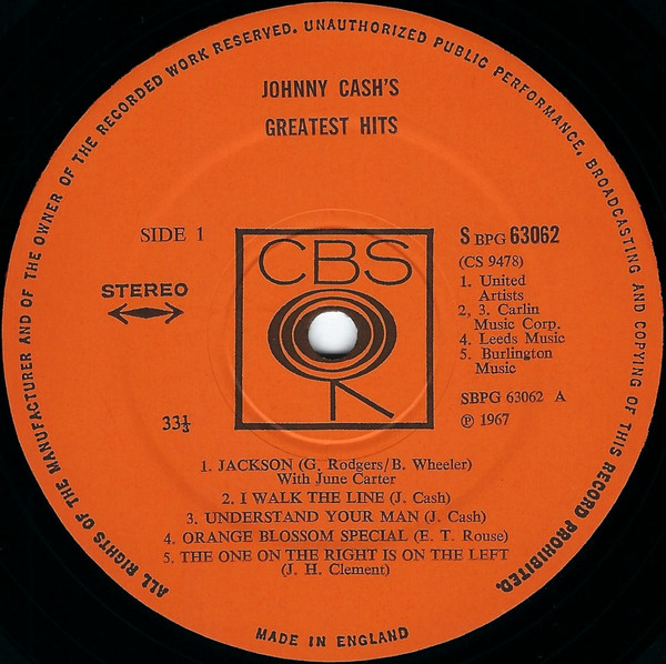 Johnny Cash - Greatest Hits Volume 1 | CBS (S 63062) - 3