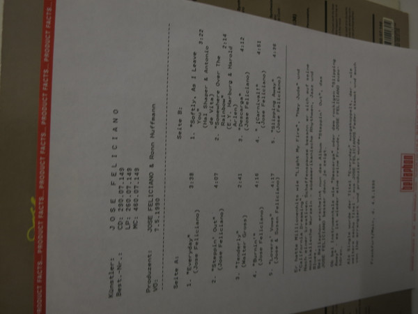 José Feliciano - Steppin' Out | Bellaphon (260 07 149) - 4