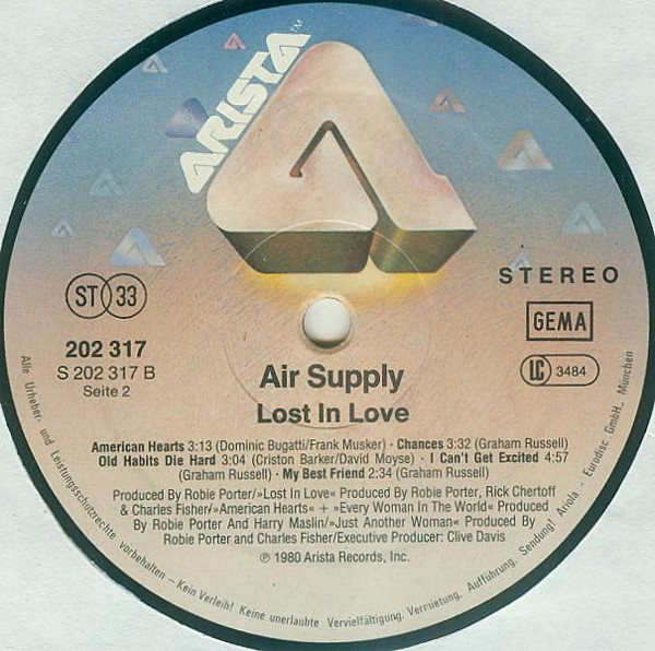 Air Supply - Lost In Love | Arista (202 317) - 4