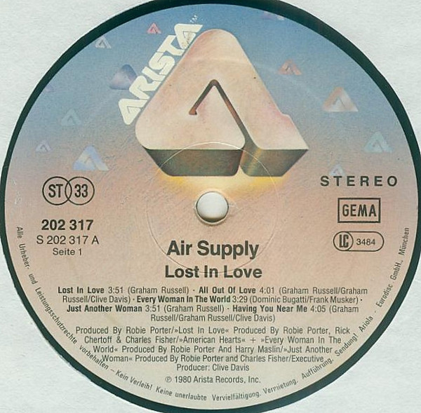 Air Supply - Lost In Love | Arista (202 317) - 3
