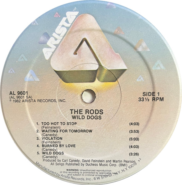 The Rods - Wild Dogs | Arista (AL 9601) - 3