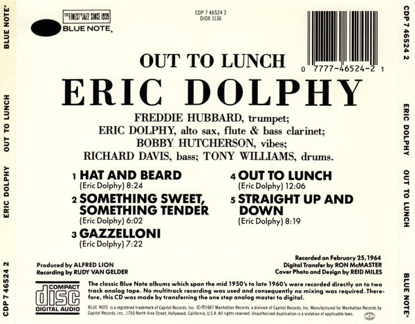 Eric Dolphy - Out To Lunch! | Blue Note (CDP 7 46524 2) - 2 Eric Dolphy - Out To Lunch! | Blue Note (CDP 7 46524 2) - 2