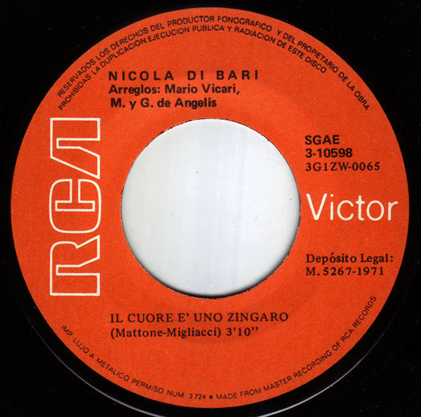 Nicola Di Bari - Il Cuore Ѐ Uno Zingaro | RCA Victor (3-10598) - 3 Nicola Di Bari - Il Cuore Ѐ Uno Zingaro | RCA Victor (3-10598) - 3