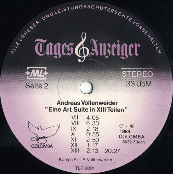 Andreas Vollenweider - Eine Art Suite In XIII Teilen | Tages-Anzeiger (TLP 8001) - 3 Andreas Vollenweider - Eine Art Suite In XIII Teilen | Tages-Anzeiger (TLP 8001) - 3