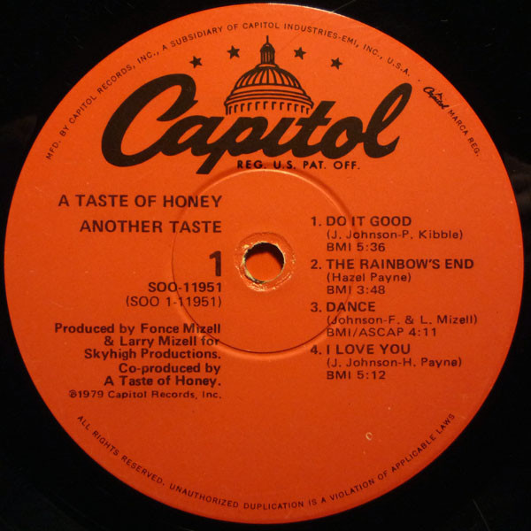 A Taste Of Honey - Another Taste | Capitol Records (SOO-11951) - 3 A Taste Of Honey - Another Taste | Capitol Records (SOO-11951) - 3