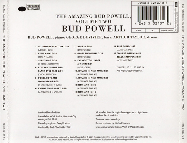 Bud Powell - The Amazing Bud Powell, Volume Two | Blue Note (7243 5 32137 2 5) - 2 Bud Powell - The Amazing Bud Powell, Volume Two | Blue Note (7243 5 32137 2 5) - 2