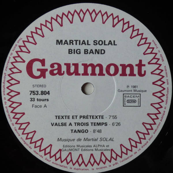 Martial Solal Big Band - Martial Solal Big Band | Gaumont Musique (753 804) - 2 Martial Solal Big Band - Martial Solal Big Band | Gaumont Musique (753 804) - 2