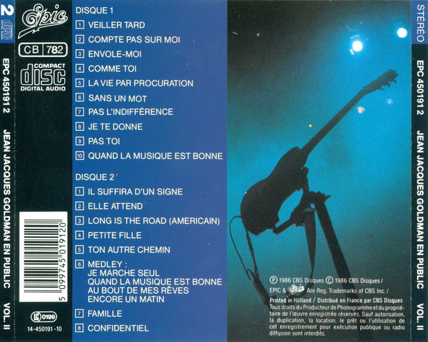 Jean-Jacques Goldman - En Public | Epic (EPC 450191 2) - 2