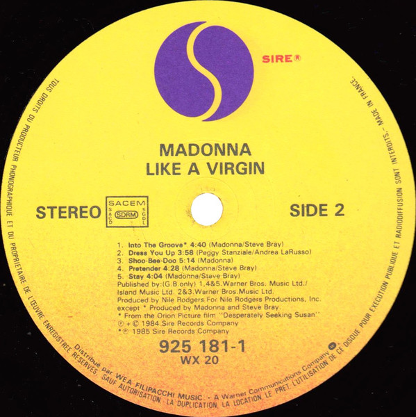 Madonna - Like A Virgin | Sire (925 181-1) - 3