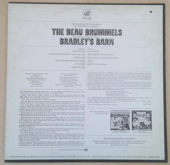 The Beau Brummels - Bradley's Barn | Warner Bros. Records (WS 1760) - 2 The Beau Brummels - Bradley's Barn | Warner Bros. Records (WS 1760) - 2