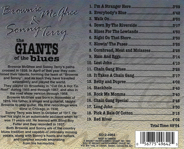 Sonny Terry & Brownie McGhee - The Giants Of The Blues | Madacy Entertainment (SD 2-4964) - 3