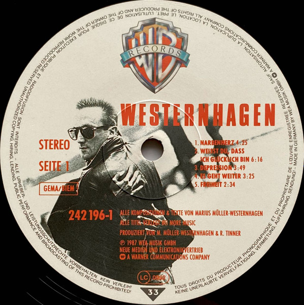Marius Müller-Westernhagen - Westernhagen | Warner Bros. Records (242 196-1) - 3 Marius Müller-Westernhagen - Westernhagen | Warner Bros. Records (242 196-1) - 3
