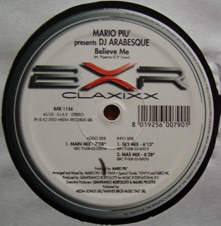 Mario Più Presents DJ Arabesque - Believe Me | BXR (BXR 1156) - 3