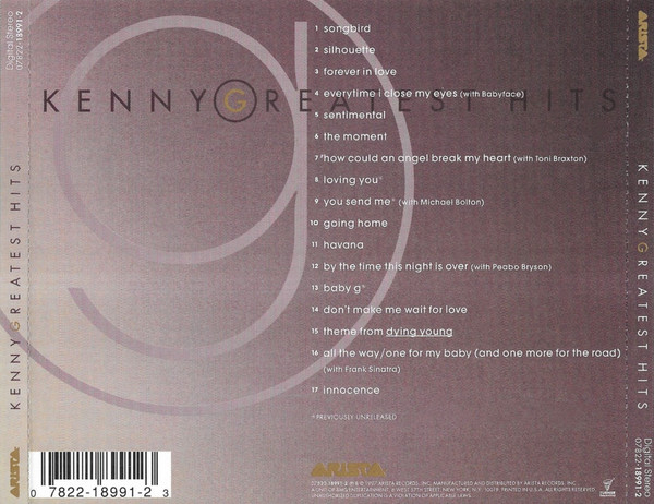 Kenny G - Greatest Hits | Arista (07822 18991 2) - 2