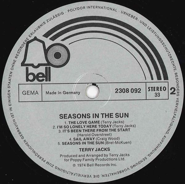 Terry Jacks - Seasons In The Sun - Vinilo | Bell Records (2308 092) - 4