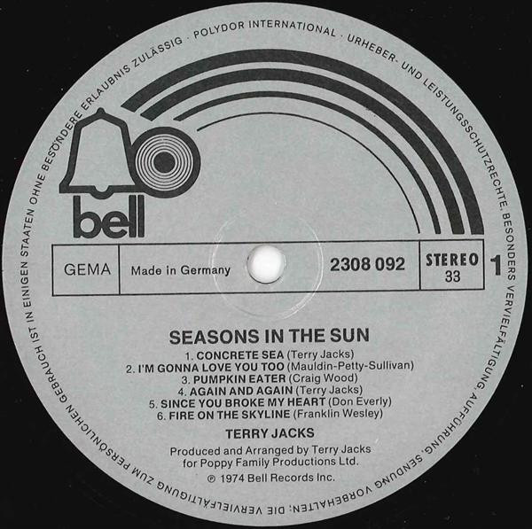 Terry Jacks - Seasons In The Sun - Vinilo | Bell Records (2308 092) - 3