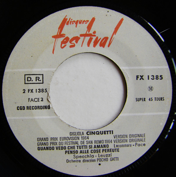 Gigliola Cinquetti - Non Ho L'Eta (Version Originale) | Disques Festival (FX 1385 M) - 4