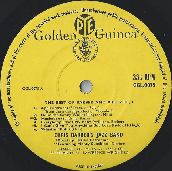 Chris Barber And Acker Bilk - The Best Of Barber And Bilk (Volume One) | Pye Golden Guinea Records (GGL 0075) - 3