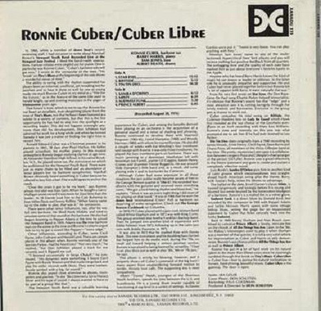 Ronnie Cuber - Cuber Libre | Xanadu Records (Xanadu 135) - 2