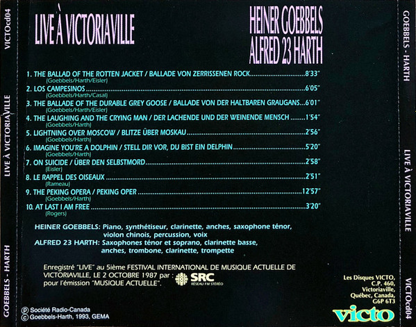 Heiner Goebbels / Alfred Harth - Live À Victoriaville | Les Disques Victo (VICTOcd04) - 2