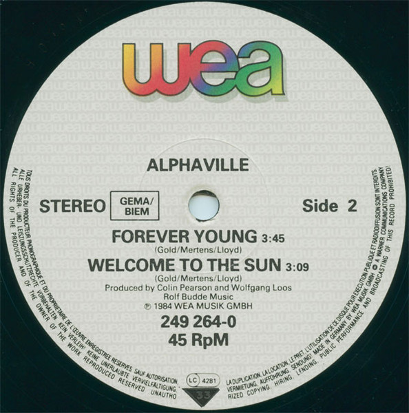 Alphaville - Forever Young (Special Dance Version) | WEA (249 264-0) - 4 Alphaville - Forever Young (Special Dance Version) | WEA (249 264-0) - 4