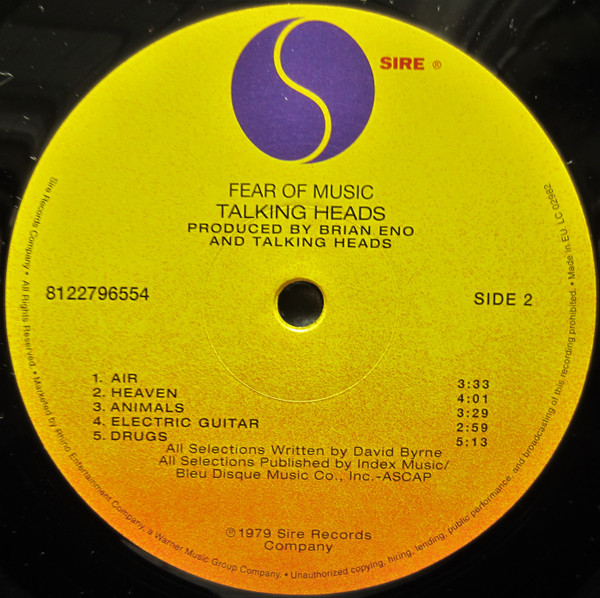 Talking Heads - Fear Of Music LP | Sire (8122796554) - 3