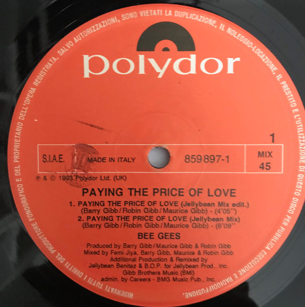 Bee Gees - Paying The Price Of Love | Polydor (859 897-1) - main Bee Gees - Paying The Price Of Love | Polydor (859 897-1) - main
