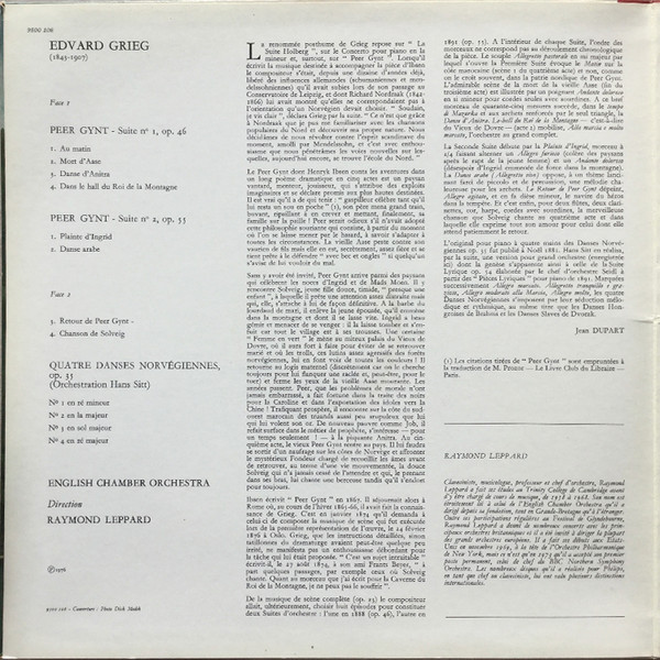 Edvard Grieg – Raymond Leppard , English Chamber Orchestra - Peer Gynt (Suites N°s 1 Et 2)  / Danses Norvégiennes | Philips (9500 106)
