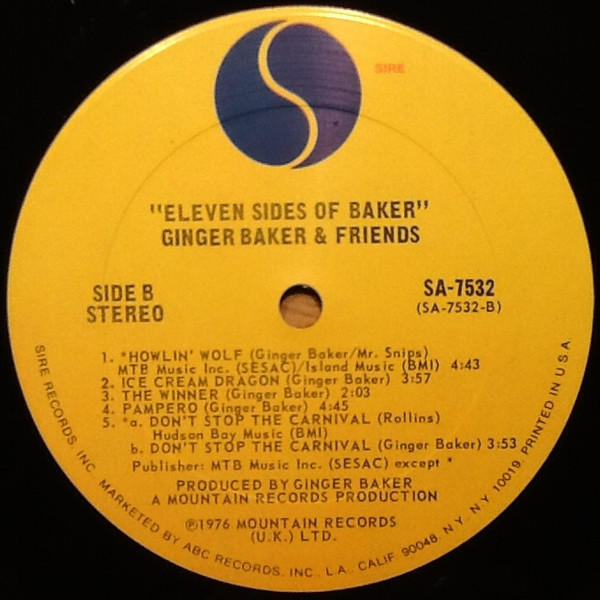 Ginger Baker & Friends - Eleven Sides Of Baker | Sire (SA 7532) - 4
