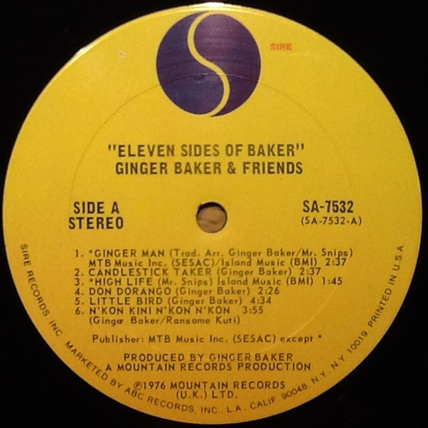 Ginger Baker & Friends - Eleven Sides Of Baker | Sire (SA 7532) - 3