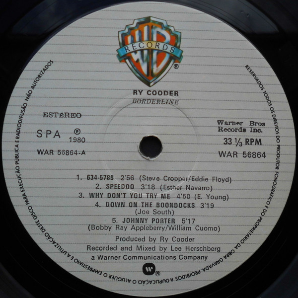 Ry Cooder - Borderline | Warner Bros. Records (WAR 56 864) - 2 Ry Cooder - Borderline | Warner Bros. Records (WAR 56 864) - 2