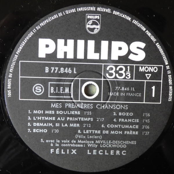 Félix Leclerc - Mes Premières Chansons | Philips (B 77.846 L) - 4