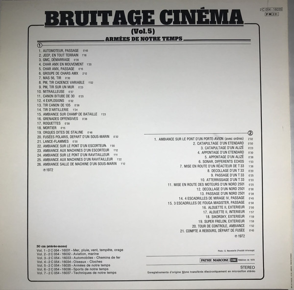 No Artist - Bruitage Cinéma Vol. 5 - Armées De Notre Temps | Pathé (2 C 054-16035) - 2 No Artist - Bruitage Cinéma Vol. 5 - Armées De Notre Temps | Pathé (2 C 054-16035) - 2