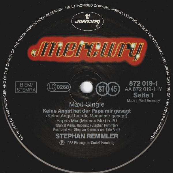 Stephan Remmler - Keine Angst Hat Der Papa Mir Gesagt | Mercury (872 019-1) - 2