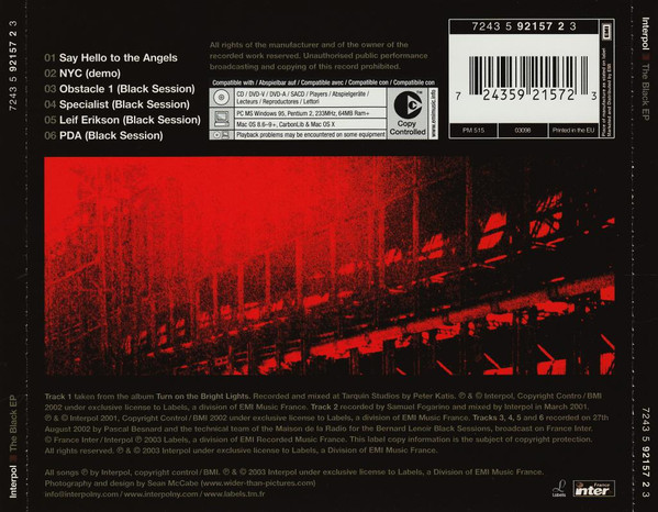 Interpol - The Black EP | Labels (7243 5 92157 2 3) - 2