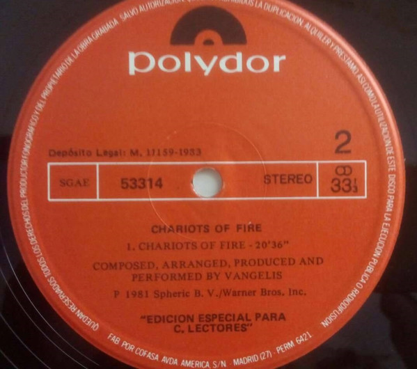 Vangelis - Chariots Of Fire | Polydor (53314) - 3