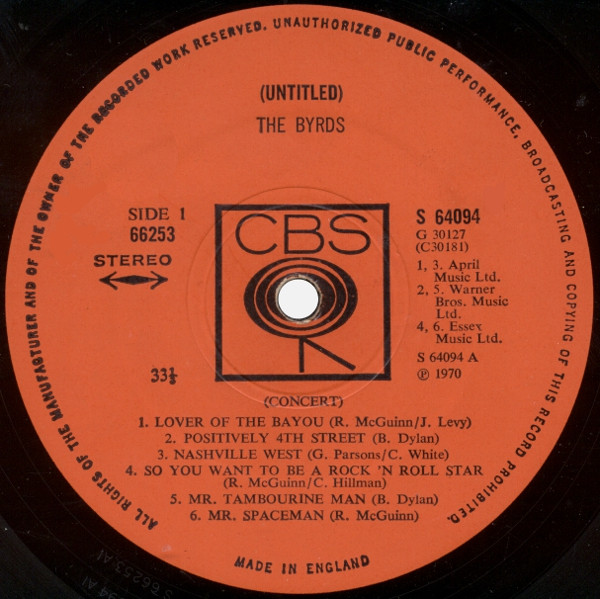 The Byrds - (Untitled) | CBS (66253) - 4