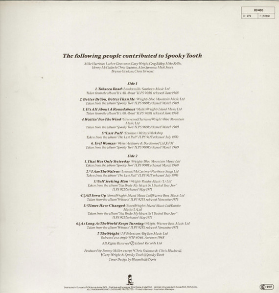 Spooky Tooth - The Best Of Spooky Tooth | Island Records (89 483 XOT) - 2
