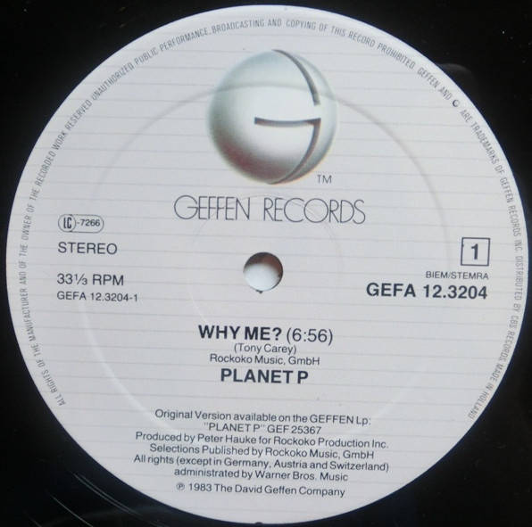 Planet P Project - Why Me? | Geffen Records (GEFA 12.3204) - 3