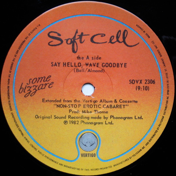 Soft Cell - Say Hello Wave Goodbye | Vertigo (SOVX 2306) - 3