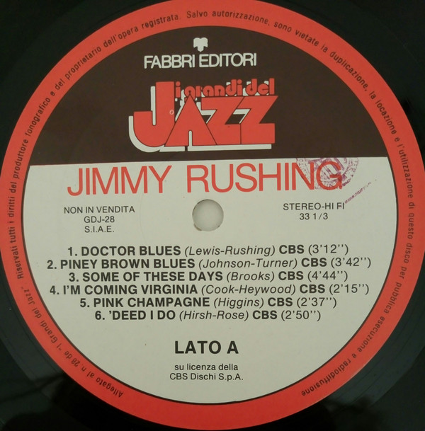 Jimmy Rushing - Jimmy Rushing | Fabbri Editori (GdJ 28) - 2 Jimmy Rushing - Jimmy Rushing | Fabbri Editori (GdJ 28) - 2