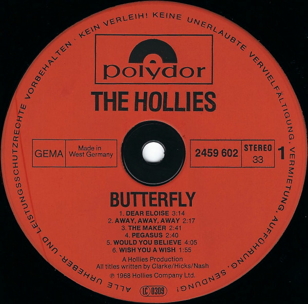 The Hollies - Butterfly | Polydor (2459 602) - 3 The Hollies - Butterfly | Polydor (2459 602) - 3