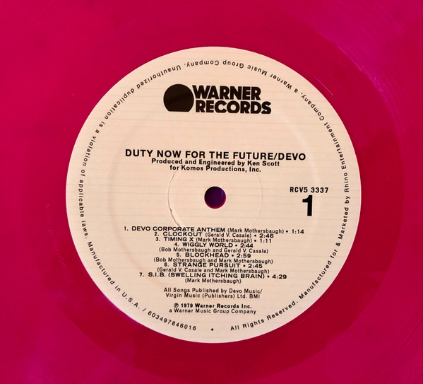 Devo - Duty Now For The Future | Warner Records (RCV5 3337) - 3