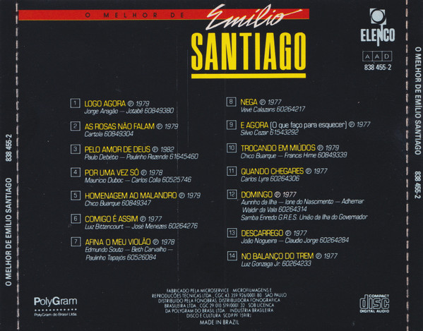 Emilio Santiago - O Melhor De Emílio Santiago | Elenco (838 455-2) - 2