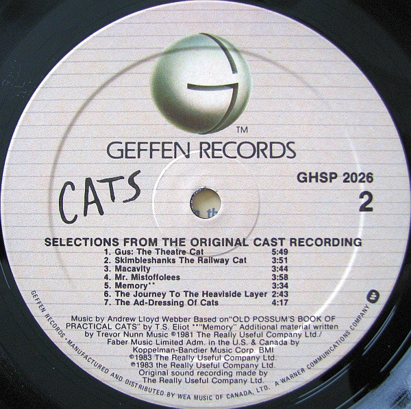 Andrew Lloyd Webber - Cats: Selections From The Original Broadway Cast Recording | Geffen Records (GHSP 2026) - 4