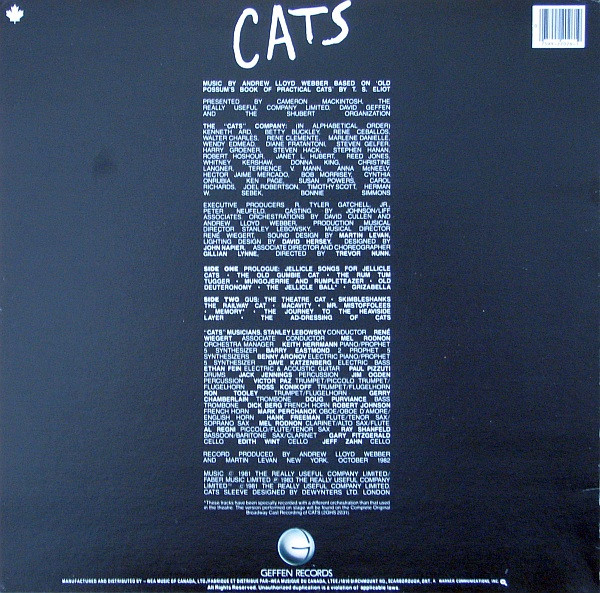 Andrew Lloyd Webber - Cats: Selections From The Original Broadway Cast Recording | Geffen Records (GHSP 2026) - 2
