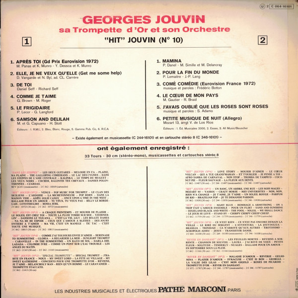 Georges Jouvin, Sa Trompette D'Or Et Son Orchestre - Hit "Jouvin" N°10 | La Voix De Son Maître (2 C 064-16101) - 2