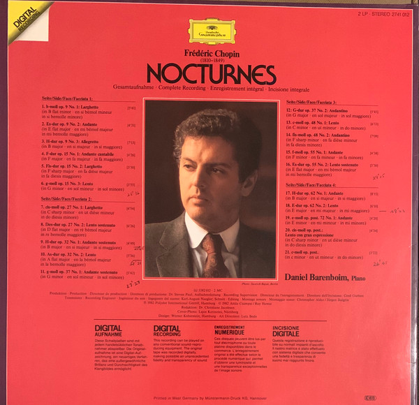 Frédéric Chopin / Daniel Barenboim - Nocturnes | Deutsche Grammophon (2741 012) - 2